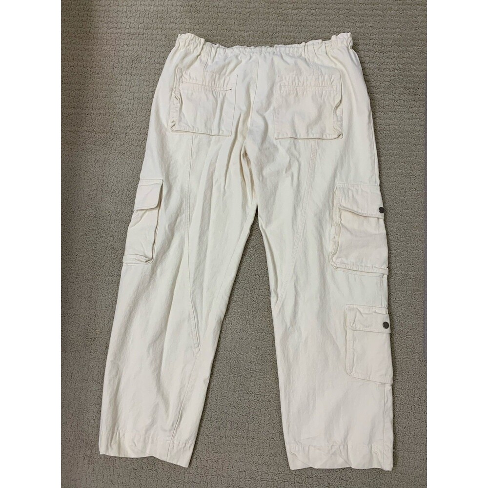 Oli & Hali Cream Streetwear Cargo Pants Drawstring Waist Utility JP0153 Large - Picture 4 of 13